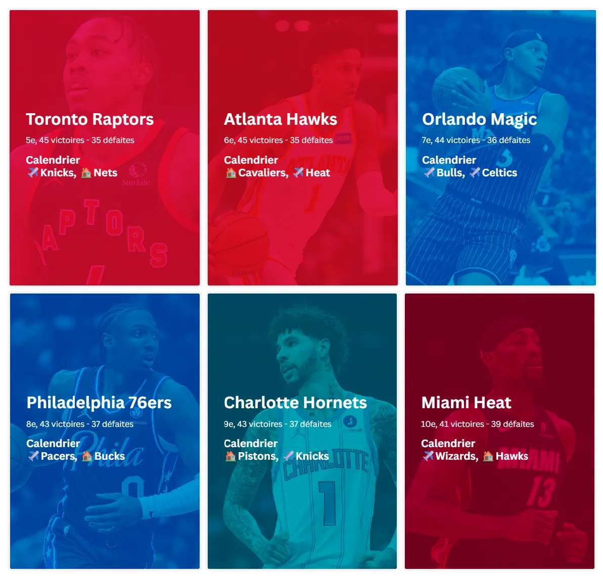 De la 5e à la 10e place de l'Est