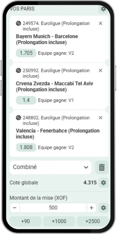 Coupon Euroleague pour le code promo Betwinner