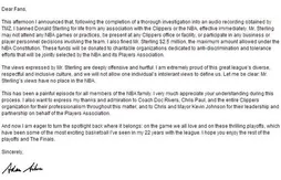 Affaire Sterling : Adam Silver remercie les fans de la NBA, Doc Rivers et Chris Paul