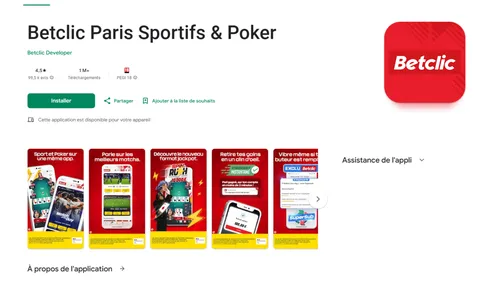 Screenshot della Betclic app su smartphone