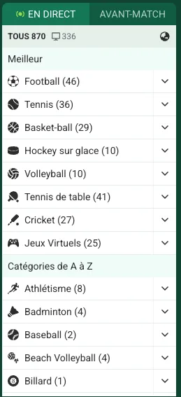 matchs live betwinner