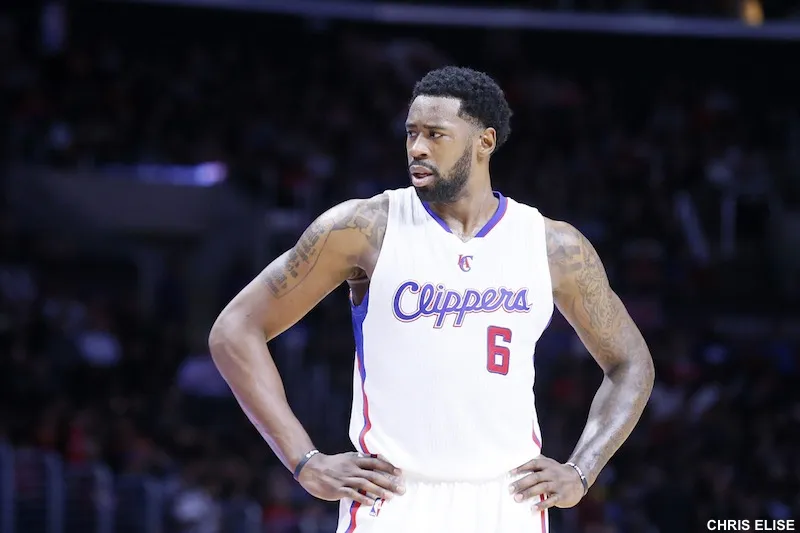 01 December 2014: Los Angeles Clippers center DeAndre Jordan (6) rests during the Los Angeles Clippers 127-101 victory over the Minnesota Timberwolves, at the Staples Center, Los Angeles, California, USA.