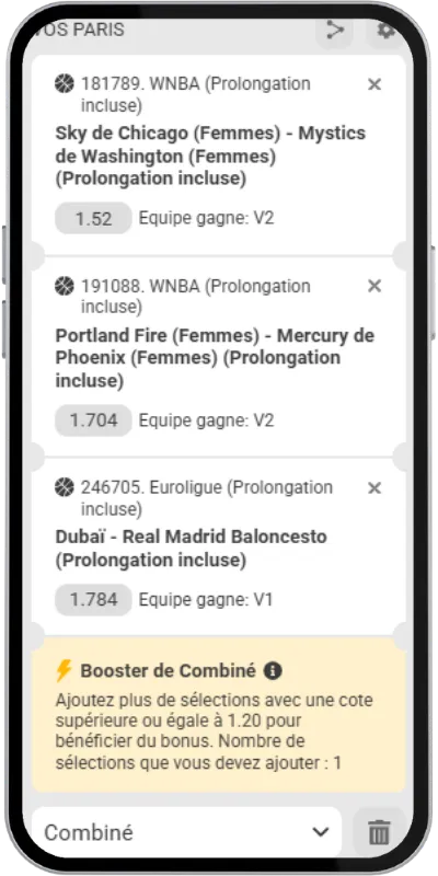 Combiné WNBA + Euroligue avec le code promo Melbet