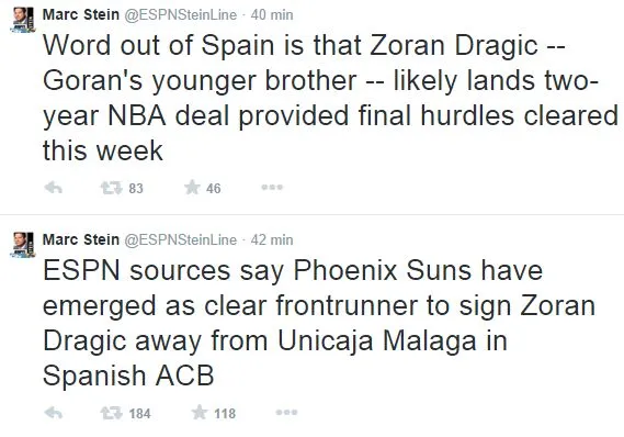 Les Suns proposeraient un contrat de deux ans à Zoran Dragic