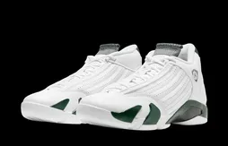 La Air Jordan 14 « Forest Green » sur la ligne de départ