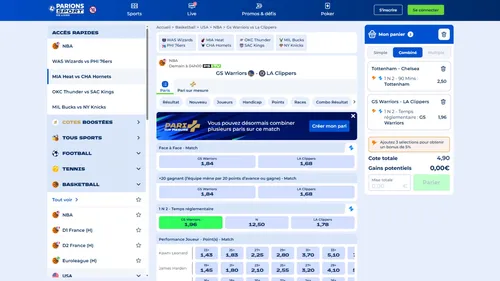 Cotes Warriors Clippers Parions Sport