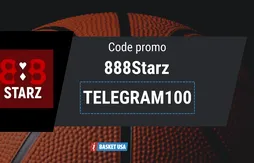 Code promo 888starz “TELEGRAM100” : 200% jusqu’à 400 € de bonus à miser sur la NBA