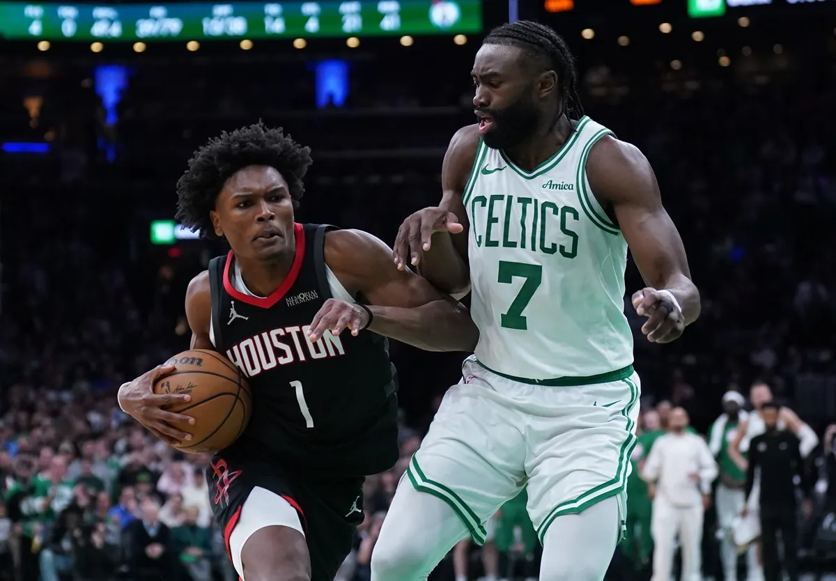 Amen Thompson (Rockets) contre les Celtics