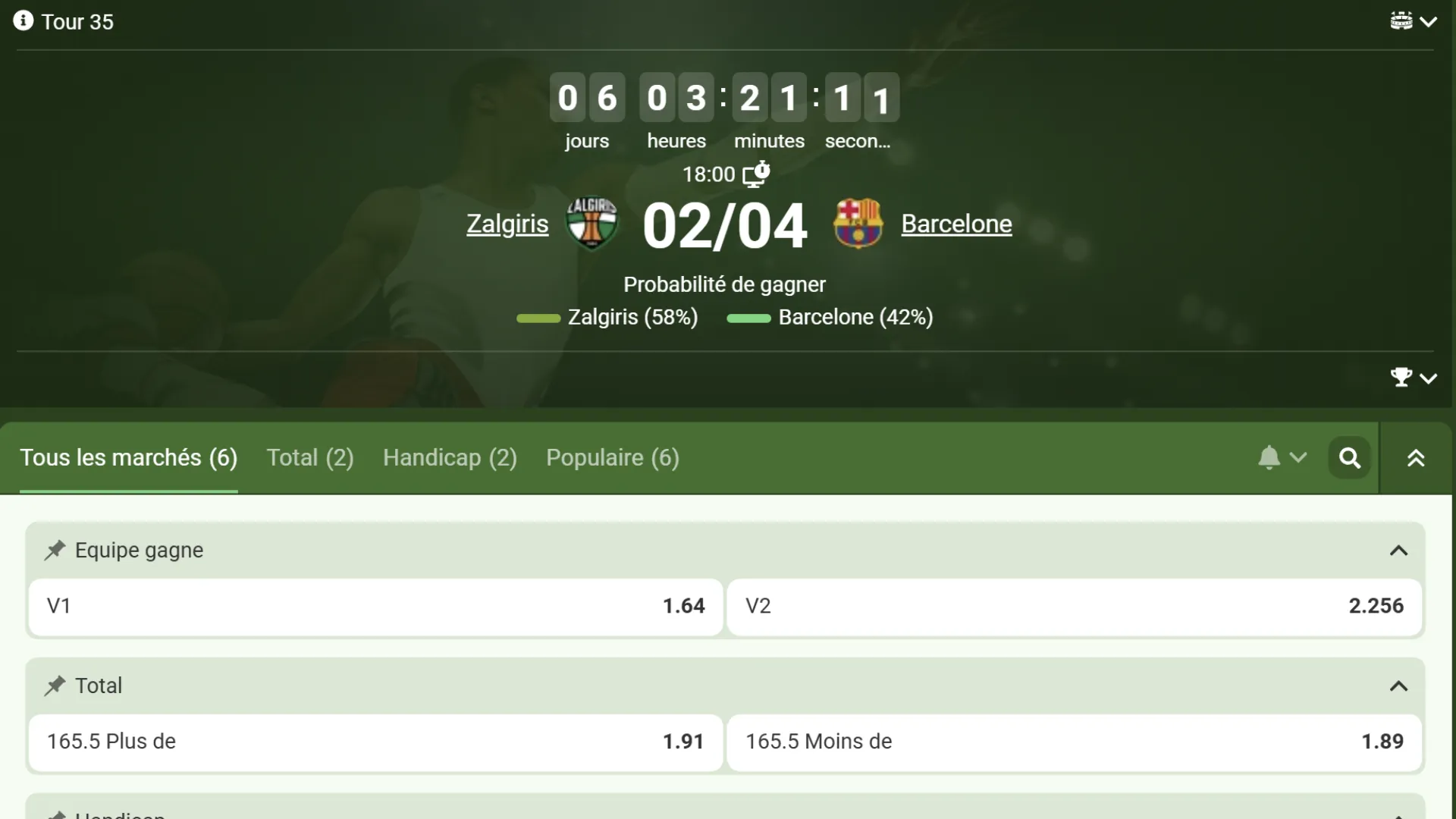Code promo Linebet pour Zalgiris Kaunas contre FC Barcelone en Euroligue Round 35.