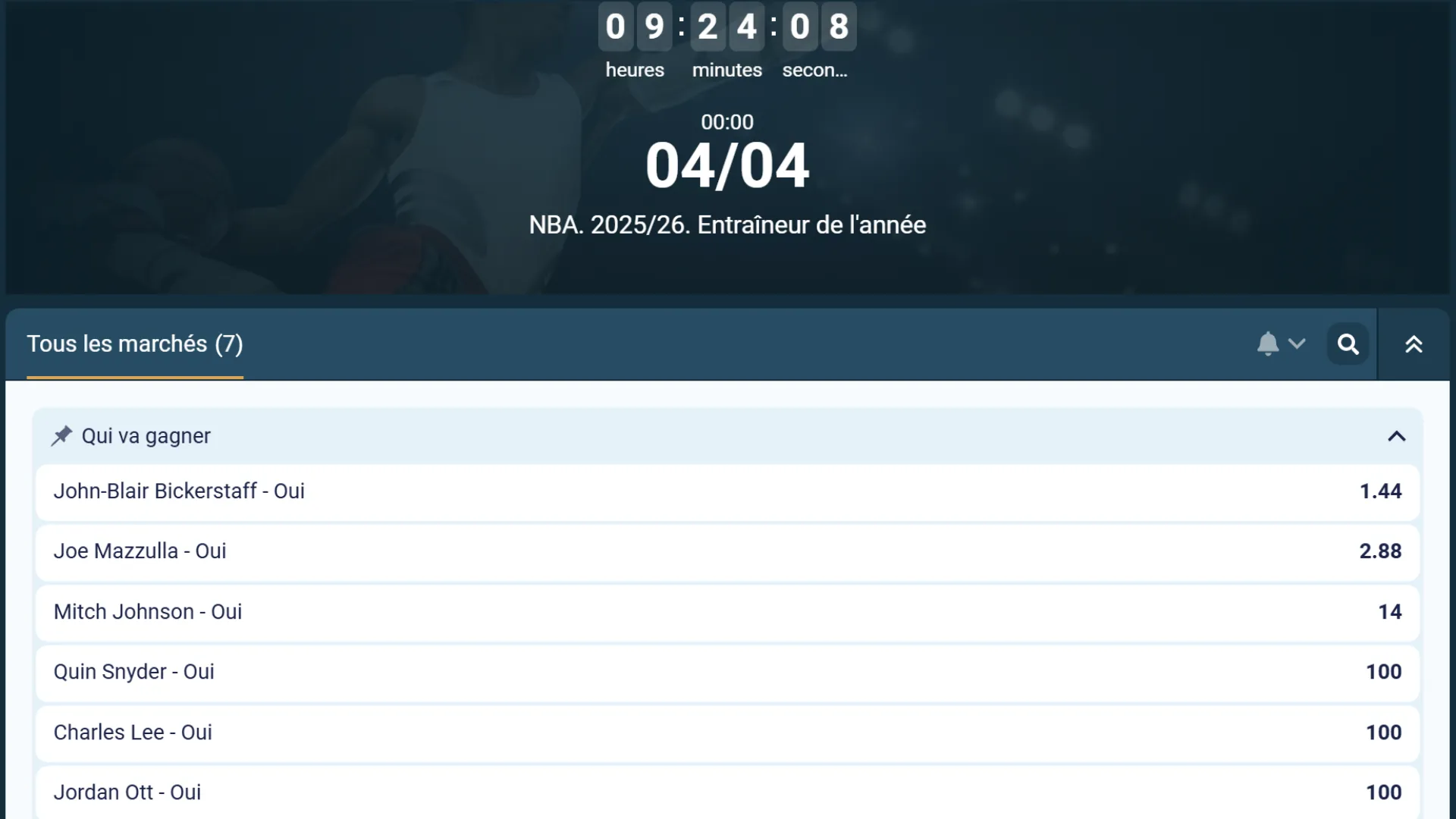 Code promo ColdBet pour parier sur l'Entraîneur de l'année NBA 2025/2026.