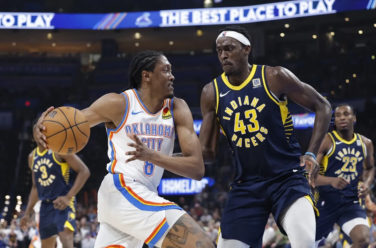 Jalen Williams (Thunder) contre Pascal Siakam (Pacers)