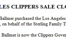 Les Clippers officiellement vendus à Steve Ballmer