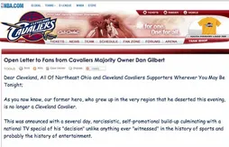 Le site officiel des Cavaliers supprime la lettre injurieuse à l’encontre de LeBron James