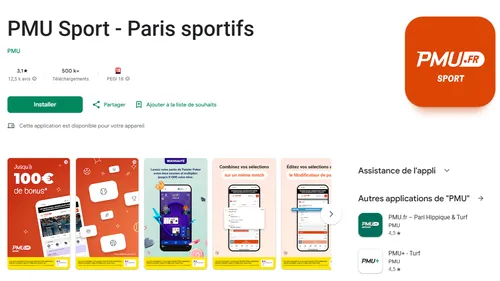 Application PMU Sport Android