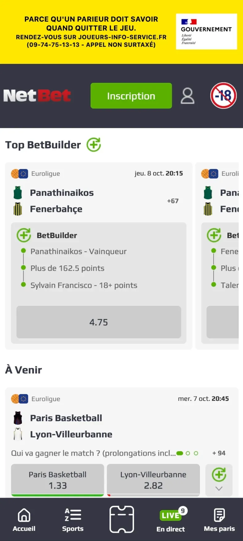 Top BetBuilder disponibles pour la journée d'EuroLeague sur NetBet