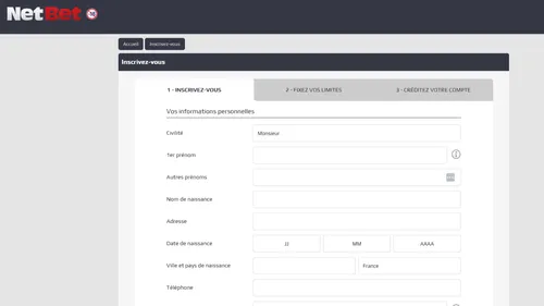 Inscription NetBet