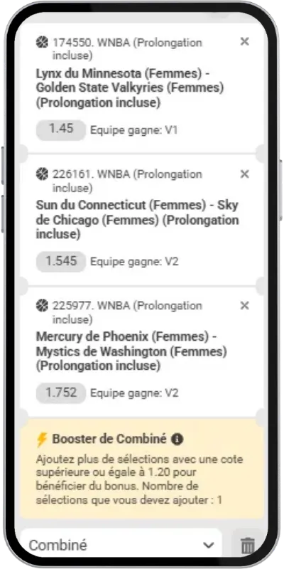 Combiné WNBA avec le code promo Melbet