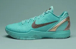 Une Kobe 6 Protro « Statue of Liberty » aux pieds de Jalen Brunson