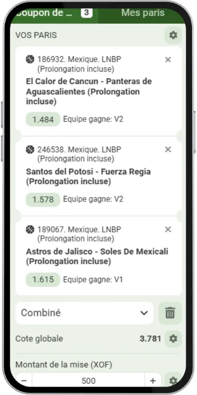 Coupon combiné pour activer le code promo Linebet