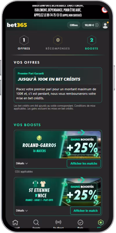 Aperçu du bonus de bienvenue sur Bet365 france