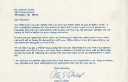 Document – La première lettre de Dean Smith à Michael Jordan mise aux enchères