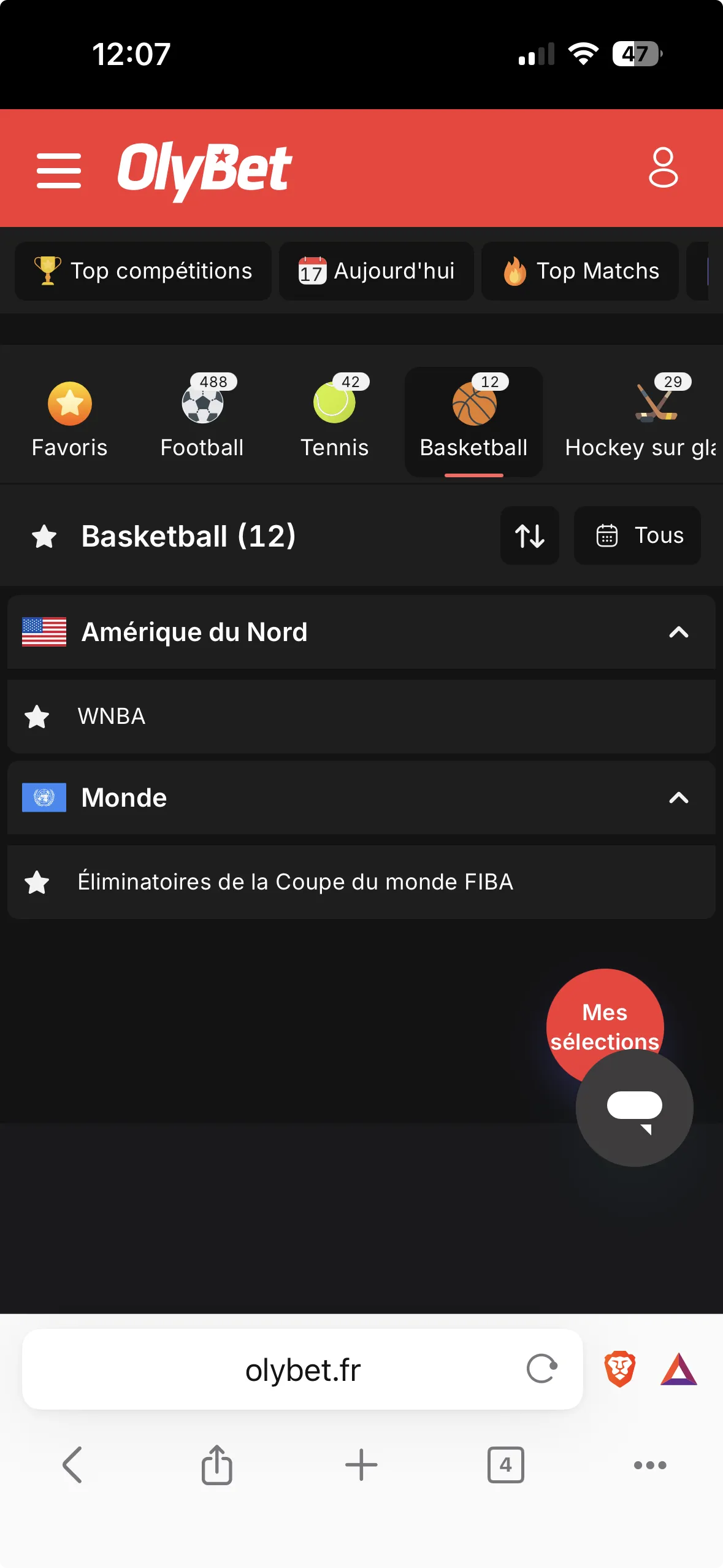 Aucun marché NBA sur Olybet en août 2026