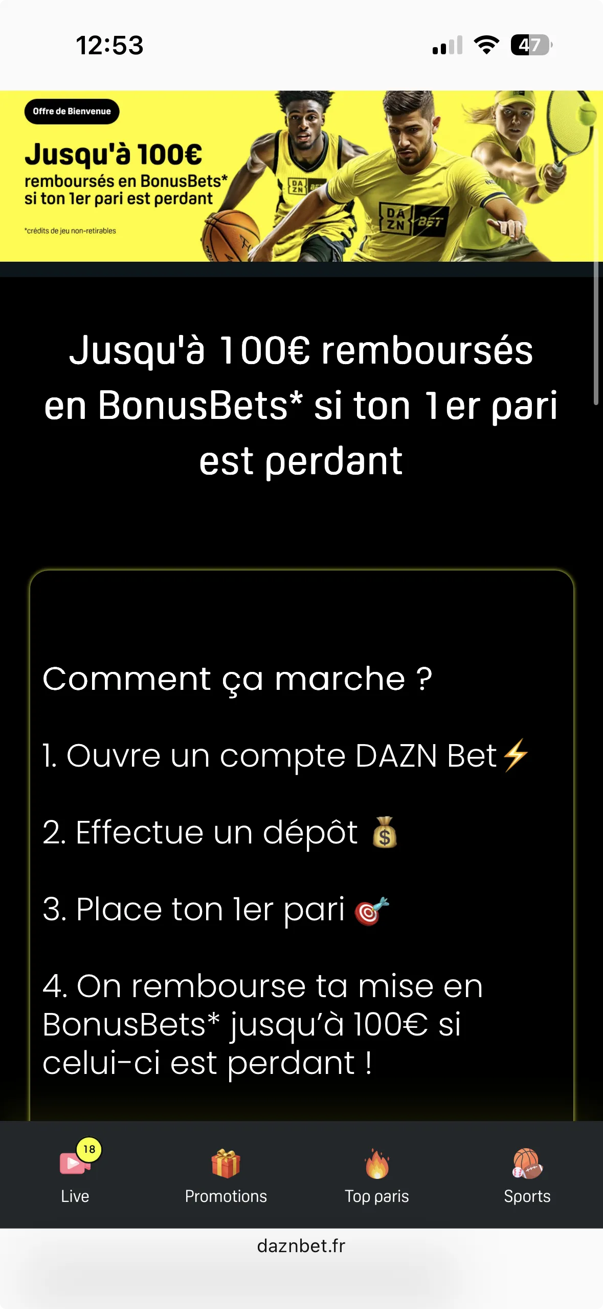 Notre avis sur l’offre de bienvenue Daznbet