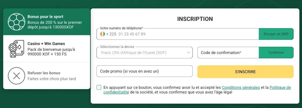 inscription betwinner