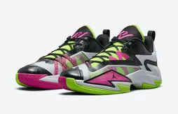 Une “Jordan Westbrook One Take 3” en rose et vert qui sort de l’ordinaire