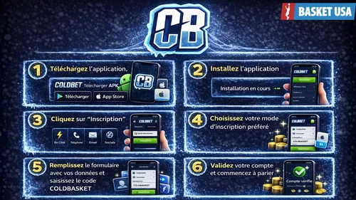 Inscription sur l’application mobile ColdBet : création de compte sur Android et iOS.