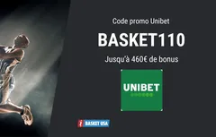 Code promo Unibet BASKET110 : 110 € de bonus pour parier sur la NBA Juillet 2026