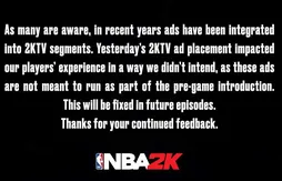 NBA 2K s’excuse pour les publicités mal placées