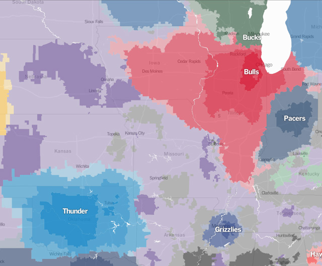 Le New York Times dresse la carte des communautés de fans NBA • Basket USA