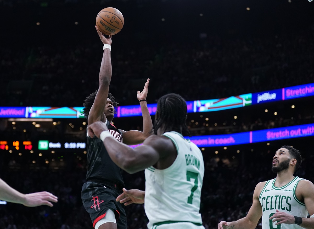 Amen Thompson (Rockets) contre les Celtics